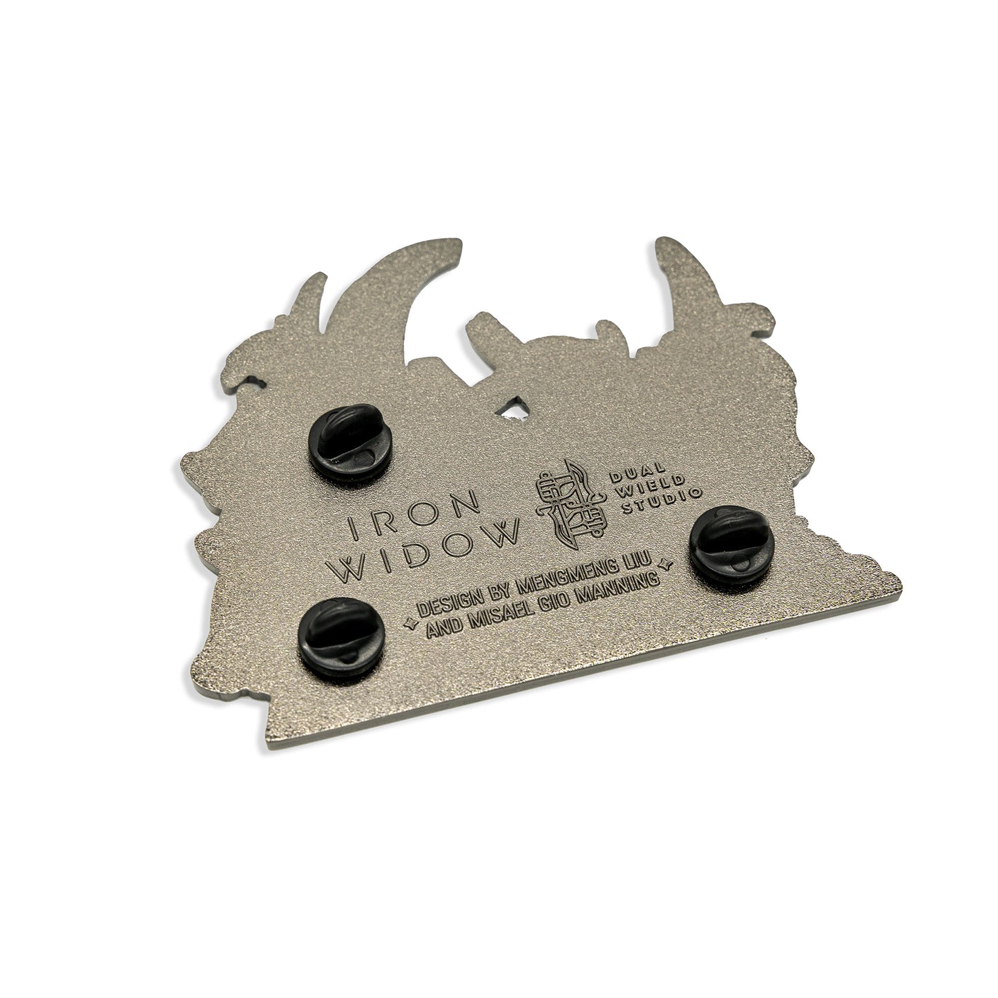 Angled view of the back of Vermilion Bird Enamel Pin