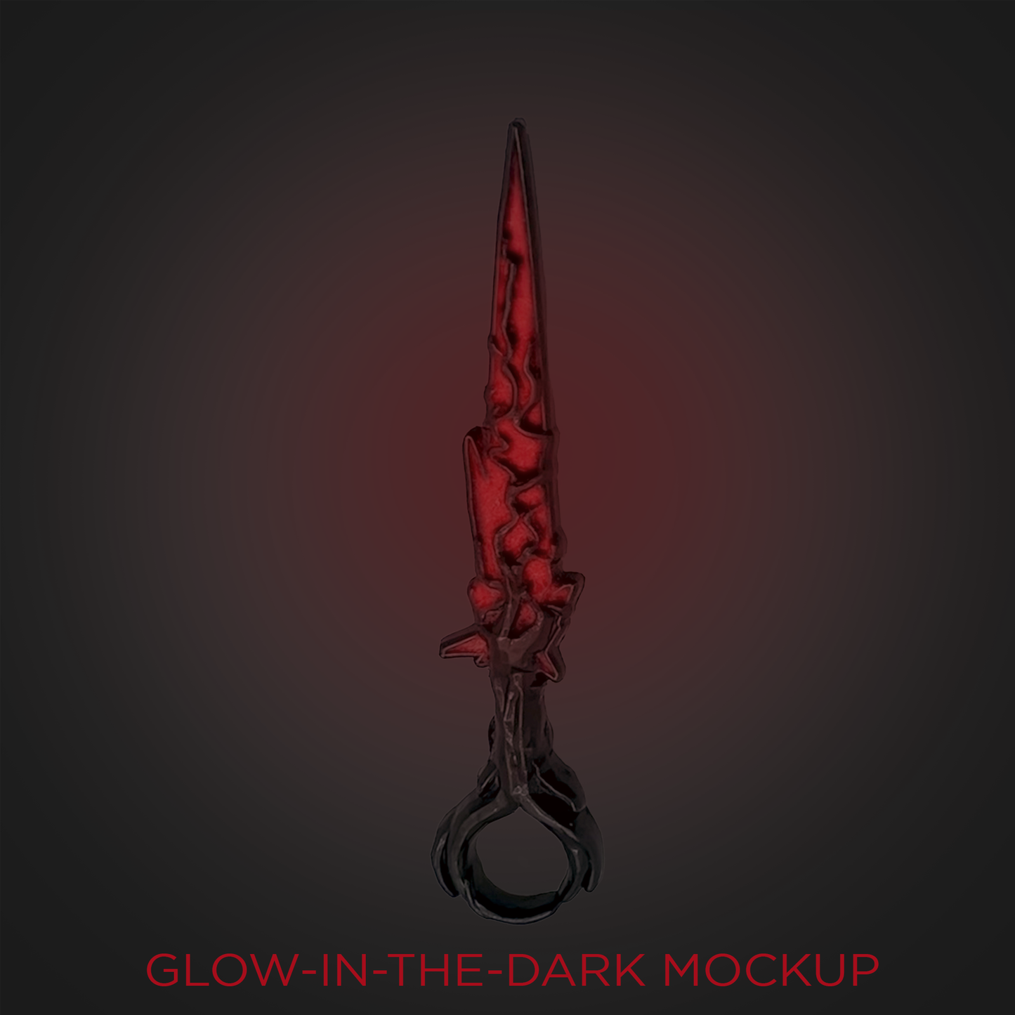 A mockup gif of the red lyrium dagger pulsing glow-in-the-dark red.