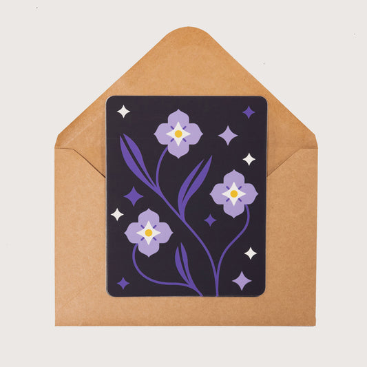 The Speedwell Cover Sticker is photographed against a brown kraft envelope.