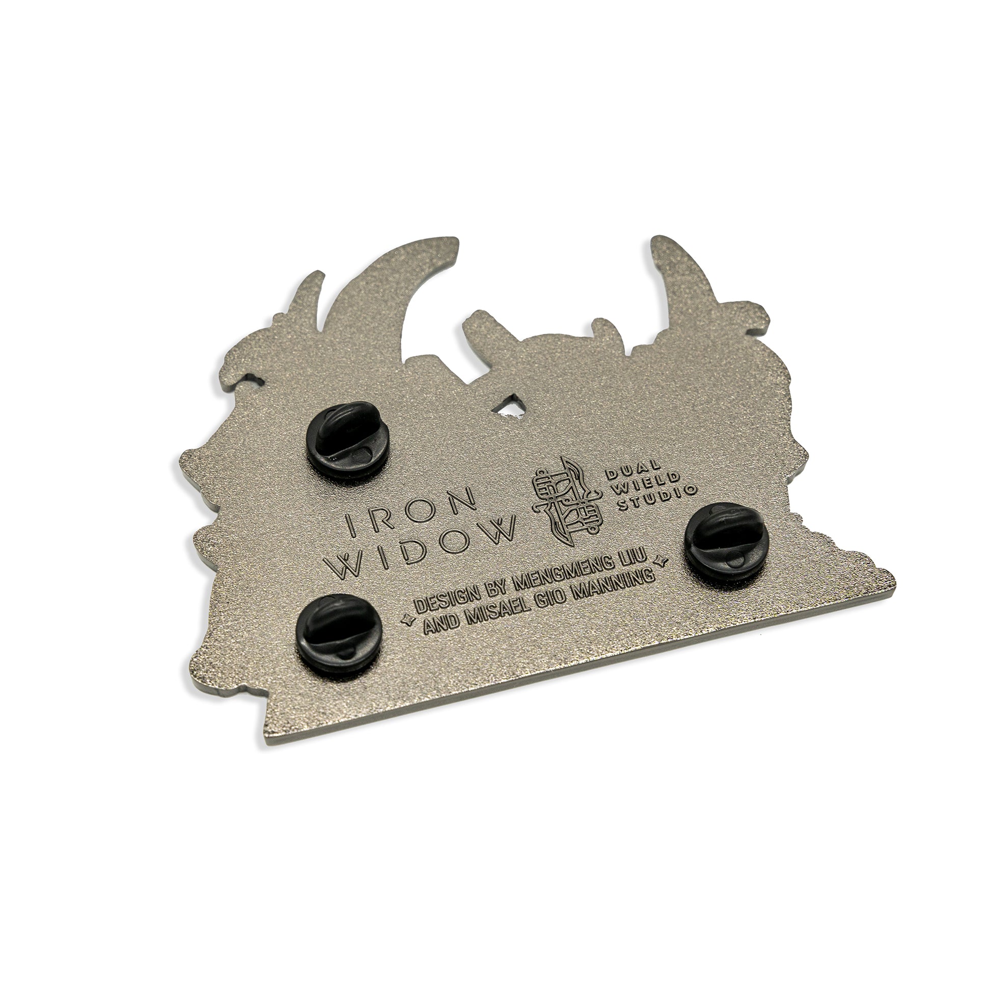 Angled view of the back of Vermilion Bird Enamel Pin