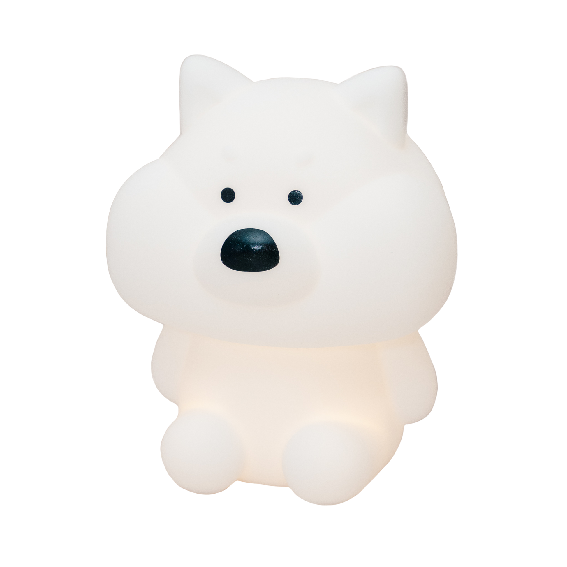 Shiba mood lamp on white with a faintly visible glow.