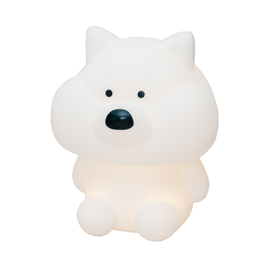 Shiba mood lamp on white with a faintly visible glow.