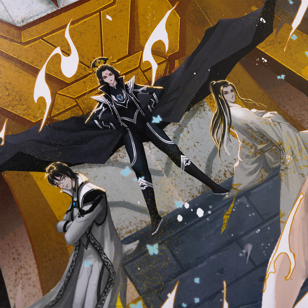 Closeup of Zetian, Shimin, and Yizhi on the print.