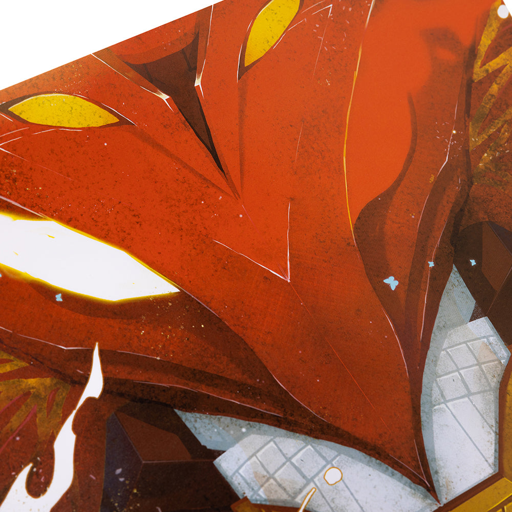 Closeup of the face of the Vermillion Bird Chrysalis.