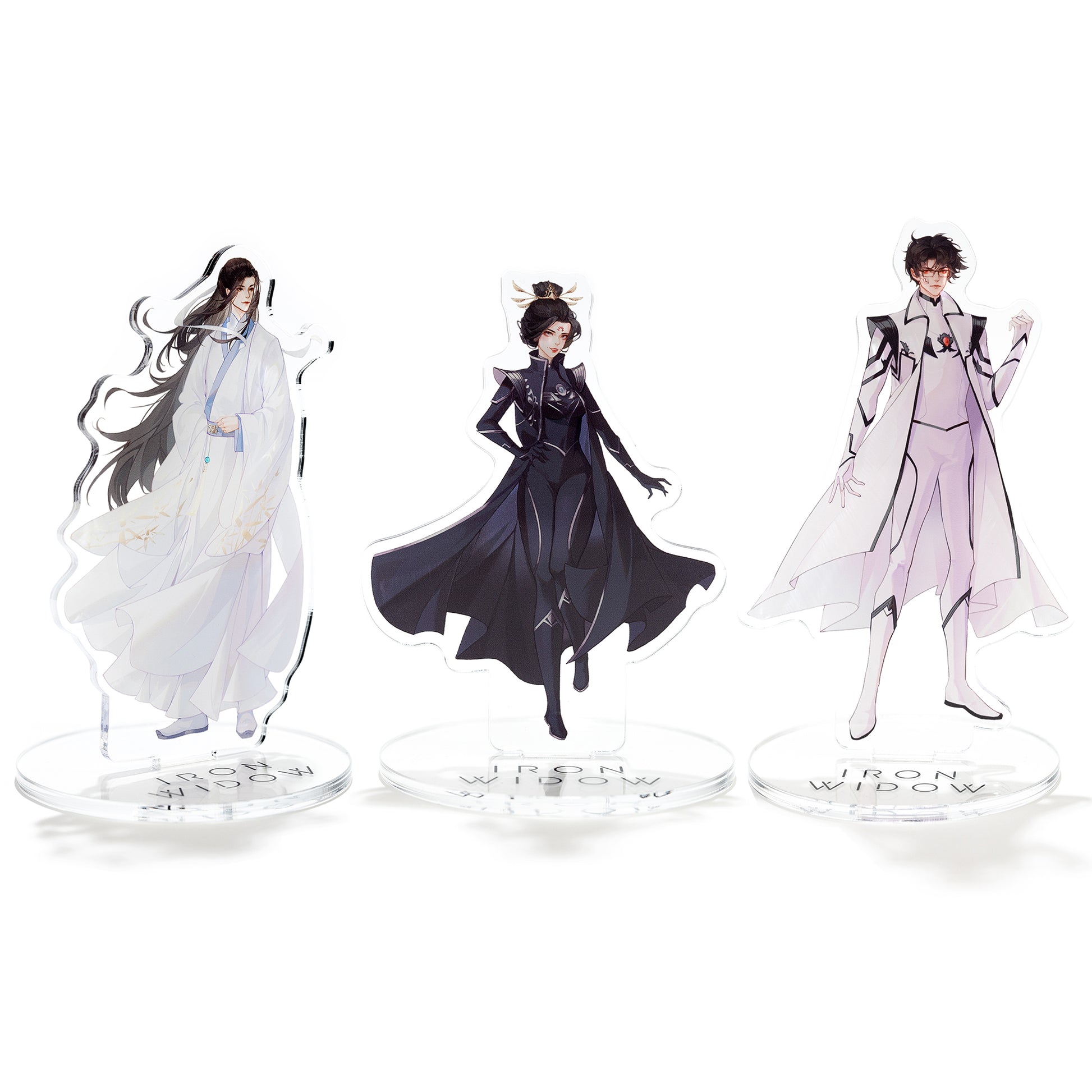 All three Iron Widow character standees (Zetian, Shimin, and Yizhi) on white background.