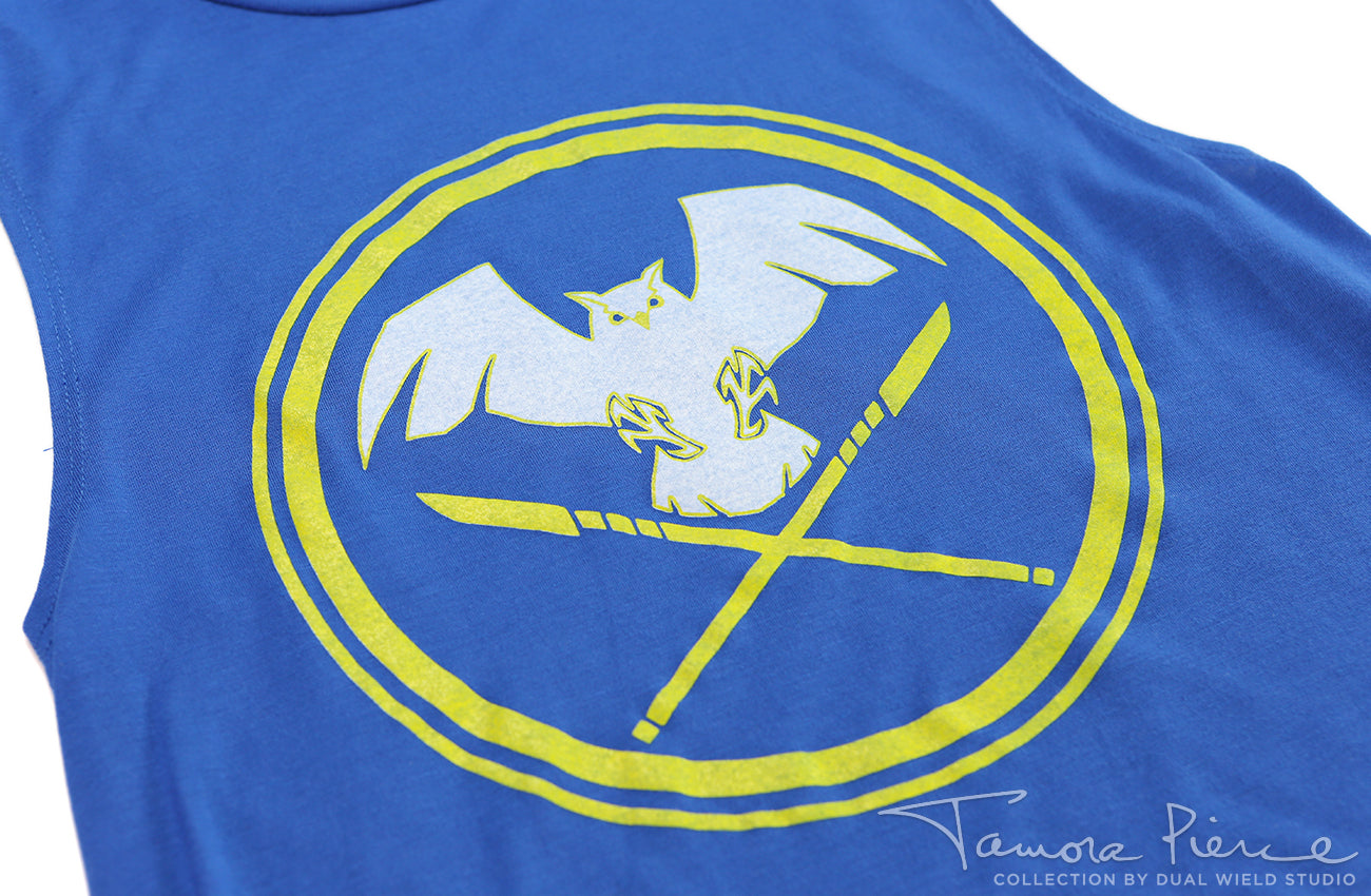 Closeup of Keladry Shield Scoopneck Tank shield emblem